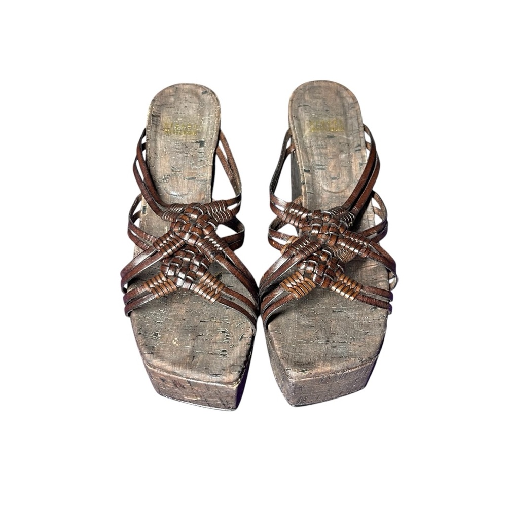 Stuart Weitzman Elegant Brown Woven Sandals